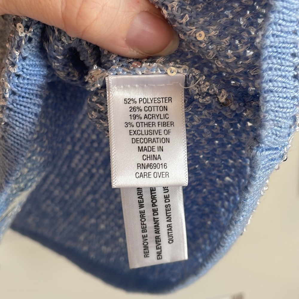 Laura Ashley Blue & Silver Sparkly Zip Up Cardigan - Picture 7 of 8